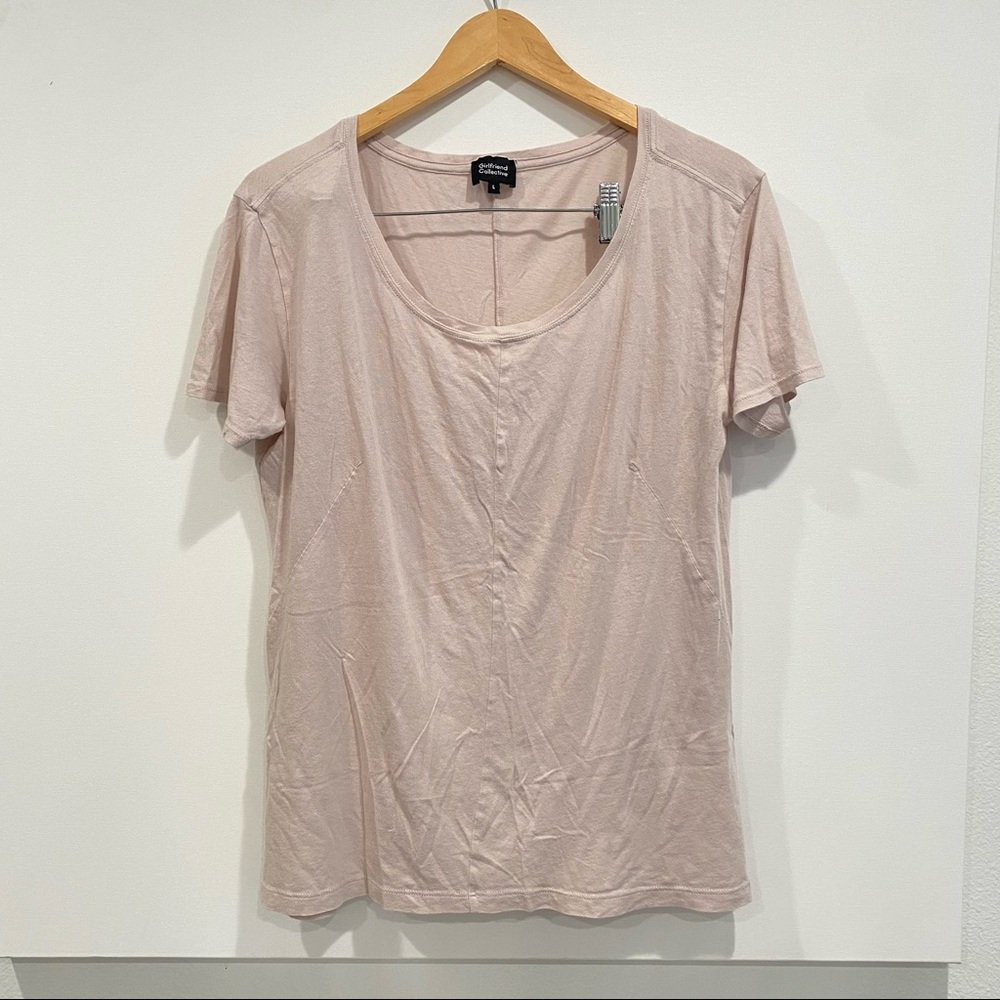 Girlfriend Collective Light Pink Scoop Neck Tee Size Large